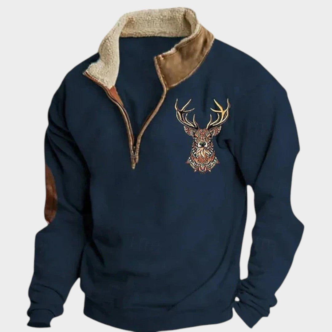 Christos | Sudadera de Invierno con Forro Polar y Diseño de Ciervo